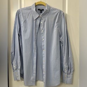 Chaps Women’s blue and white striped shirt, Size Large